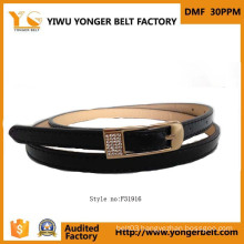 Black Genuine Leather Rhinestone Western Belt